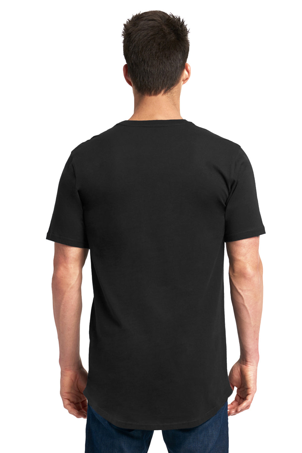 Next Level 3602 Mens Long Body Jersey Short Sleeve Crewneck T-Shirt Black Model Back