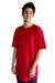 Next Level 3602 Mens Long Body Jersey Short Sleeve Crewneck T-Shirt Red Model Front