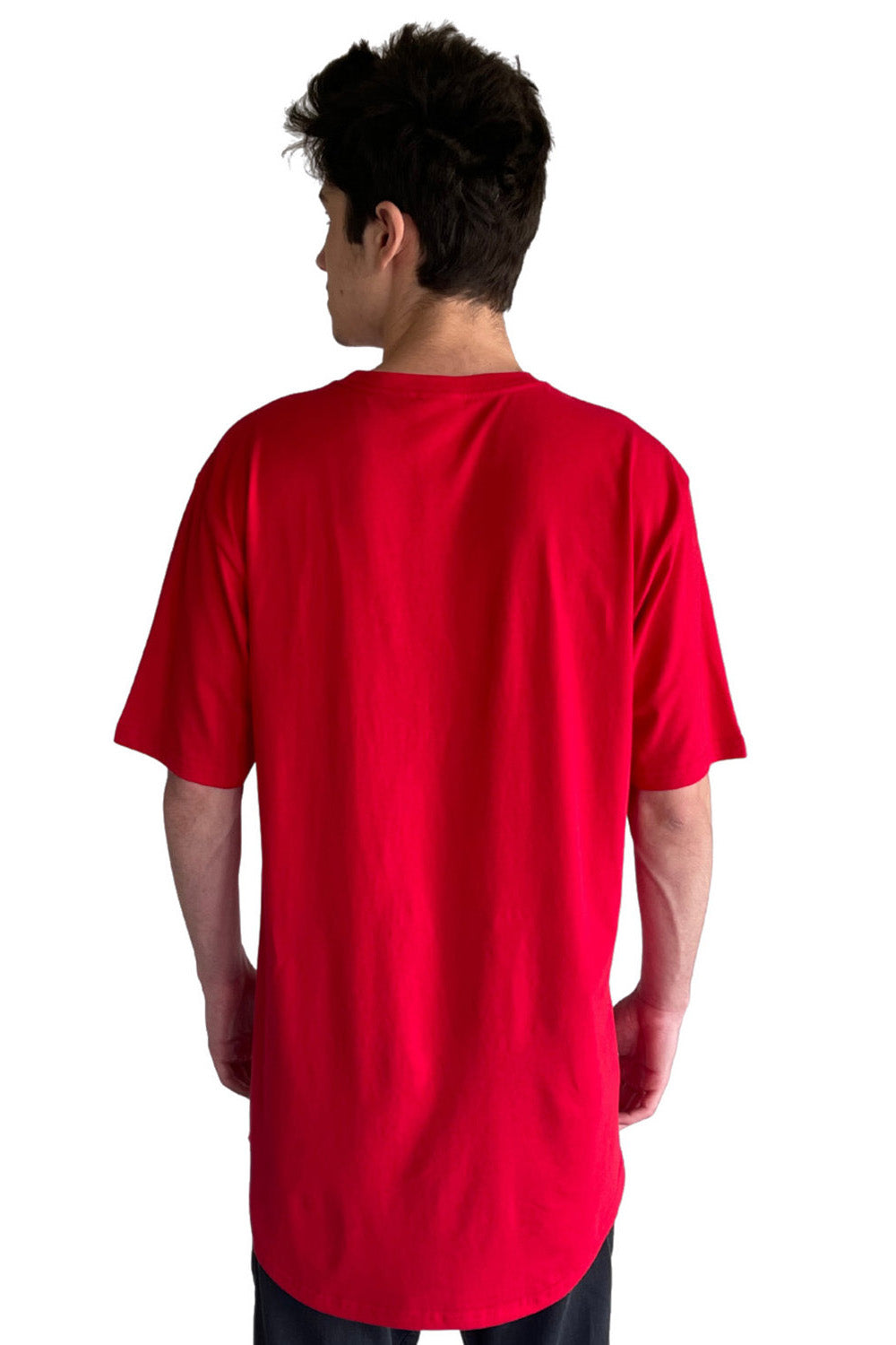 Next Level 3602 Mens Long Body Jersey Short Sleeve Crewneck T-Shirt Red Model Back