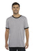 Next Level 3604 Mens Fine Jersey Ringer Short Sleeve Crewneck T-Shirt Heather Grey/Black Model Front