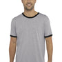 Next Level Mens Fine Jersey Ringer Short Sleeve Crewneck T-Shirt - Heather Grey/Black