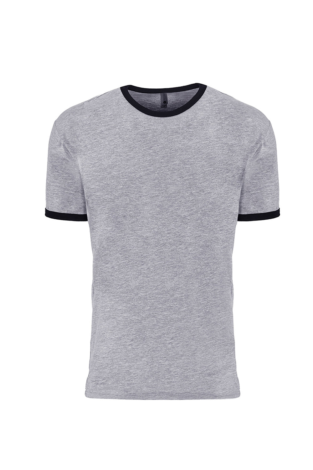 Next Level 3604 Mens Fine Jersey Ringer Short Sleeve Crewneck T-Shirt Heather Grey/Black Flat Front