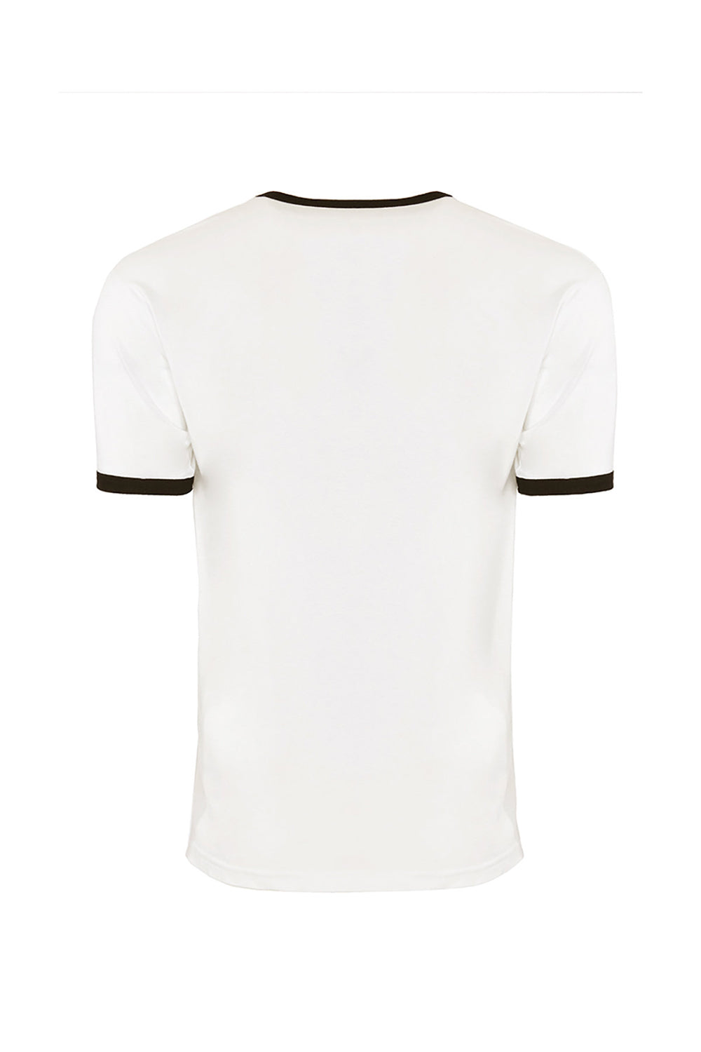 Next Level 3604 Mens Fine Jersey Ringer Short Sleeve Crewneck T-Shirt White/Black Flat Back