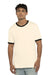 Next Level 3604 Mens Fine Jersey Ringer Short Sleeve Crewneck T-Shirt Natural/Black Model Front