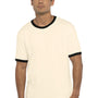 Next Level Mens Fine Jersey Ringer Short Sleeve Crewneck T-Shirt - Natural/Black