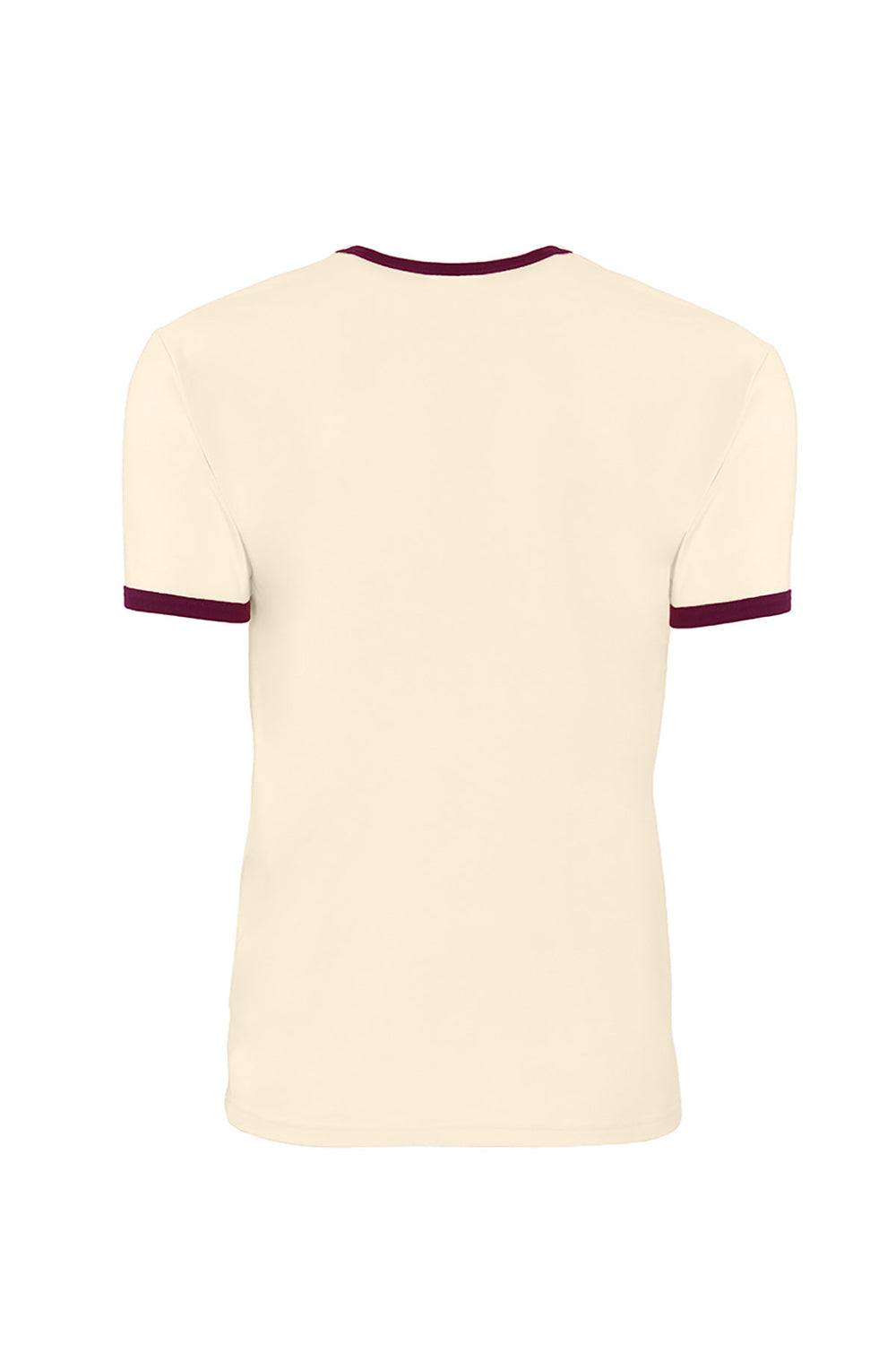 Next Level 3604 Mens Fine Jersey Ringer Short Sleeve Crewneck T-Shirt Natural/Maroon Flat Back