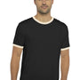 Next Level Mens Fine Jersey Ringer Short Sleeve Crewneck T-Shirt - Black/Natural