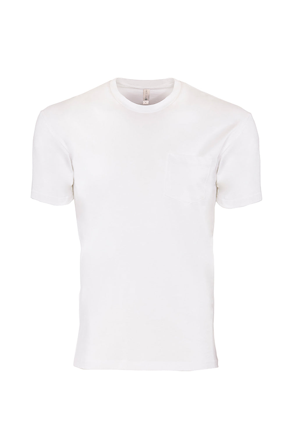 Next Level 3605 Mens Fine Jersey Short Sleeve Crewneck T-Shirt w/ Pocket White Flat Front