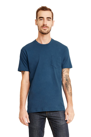 Next Level 3605 Mens Fine Jersey Short Sleeve Crewneck T-Shirt w/ Pocket Cool Blue Model Front