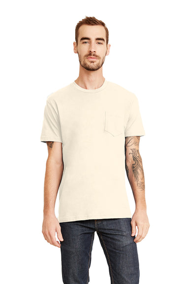 Next Level 3605 Mens Fine Jersey Short Sleeve Crewneck T-Shirt w/ Pocket Natural Model Front