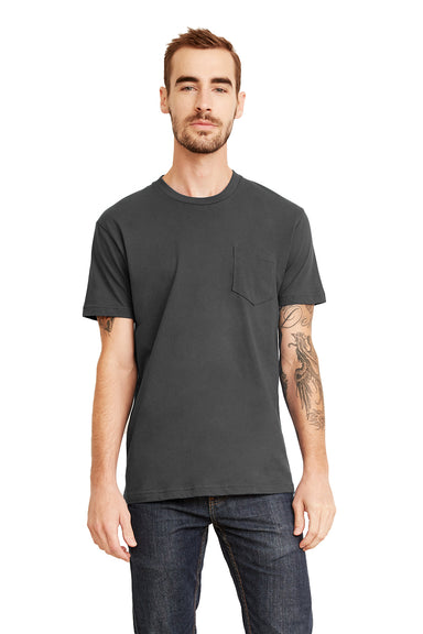 Next Level 3605 Mens Fine Jersey Short Sleeve Crewneck T-Shirt w/ Pocket Heavy Metal Grey Model Front