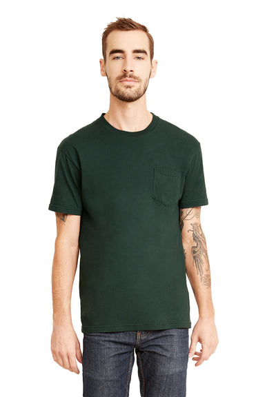 Next Level 3605 Mens Fine Jersey Short Sleeve Crewneck T-Shirt w/ Pocket Forest Green Model Front