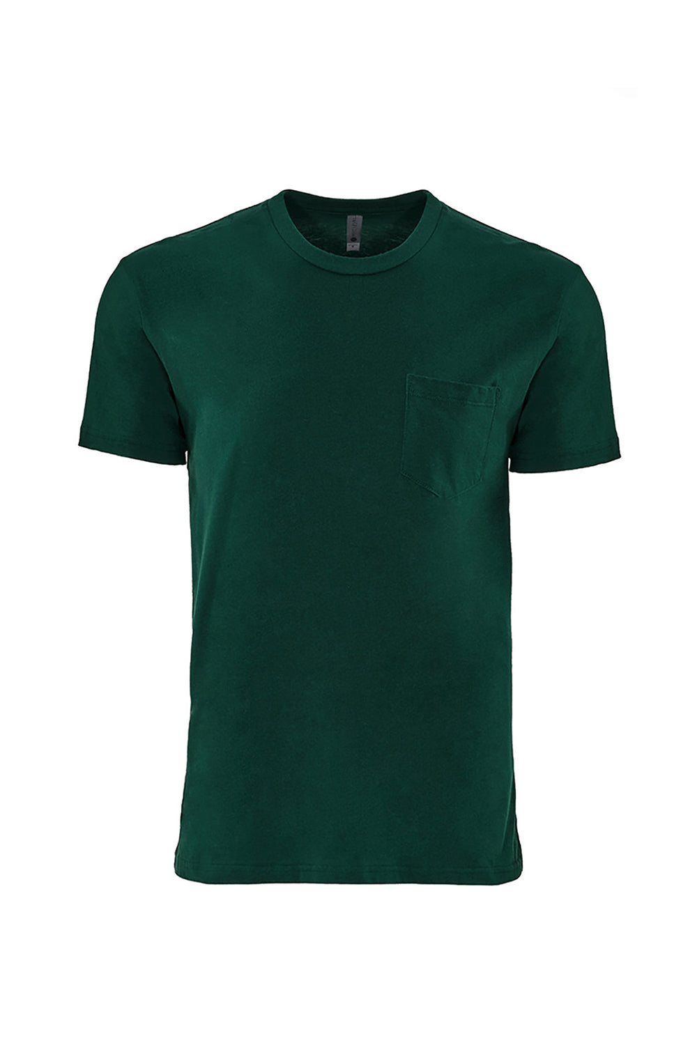 Next Level 3605 Mens Fine Jersey Short Sleeve Crewneck T-Shirt w/ Pocket Forest Green Flat Front