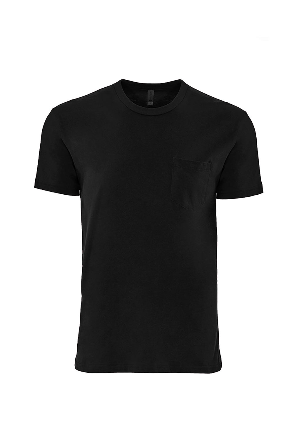 Next Level 3605 Mens Fine Jersey Short Sleeve Crewneck T-Shirt w/ Pocket Black Flat Front