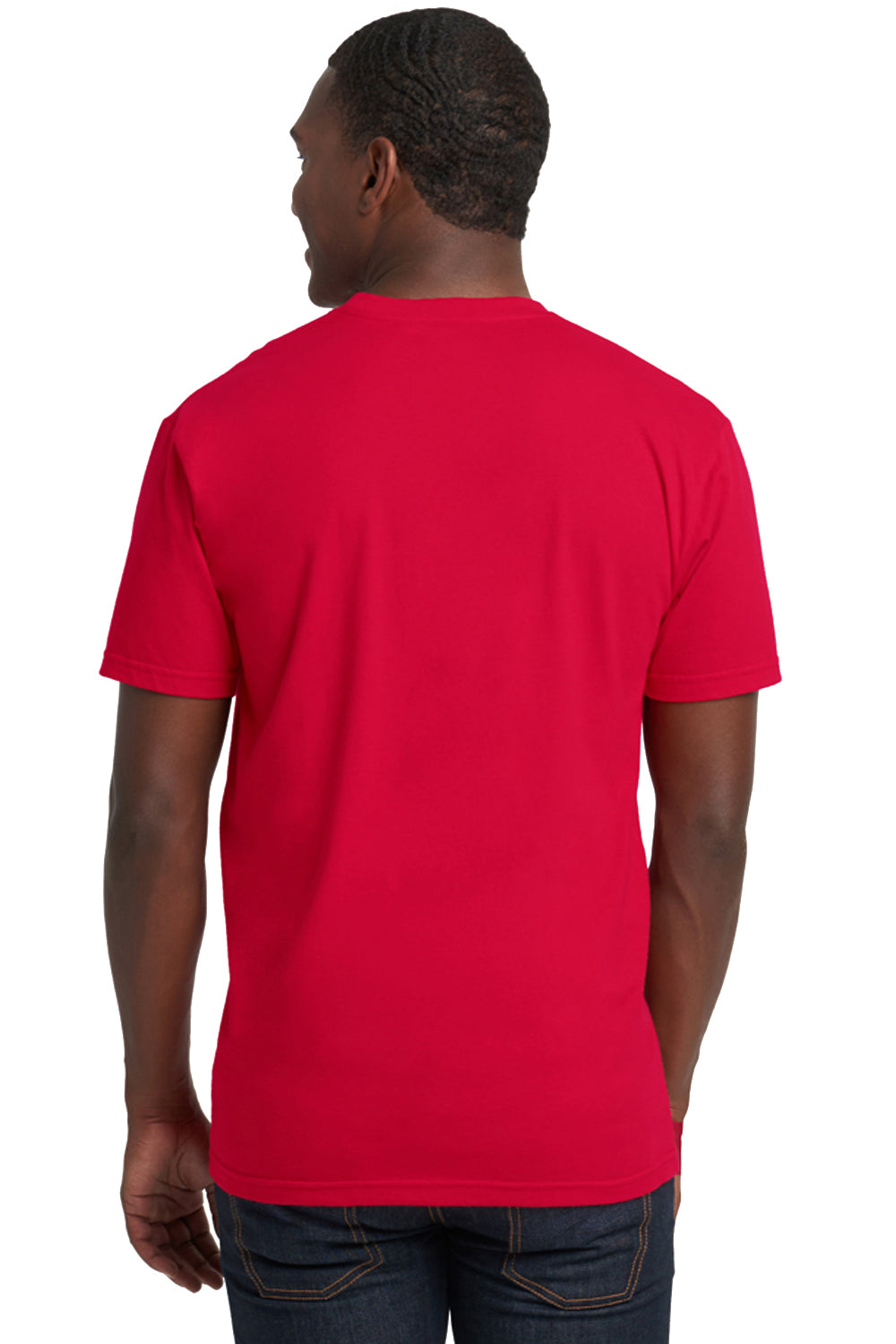 Next Level 3605 Mens Fine Jersey Short Sleeve Crewneck T-Shirt w/ Pocket Red Model Back