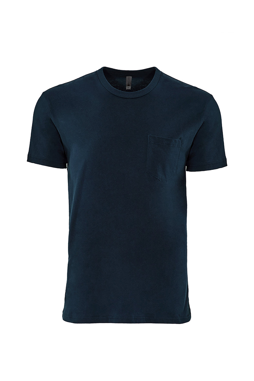 Next Level 3605 Mens Fine Jersey Short Sleeve Crewneck T-Shirt w/ Pocket Midnight Navy Blue Flat Front