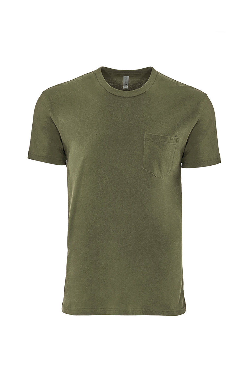 Next Level 3605 Mens Fine Jersey Short Sleeve Crewneck T-Shirt w/ Pocket Military Green Flat Front