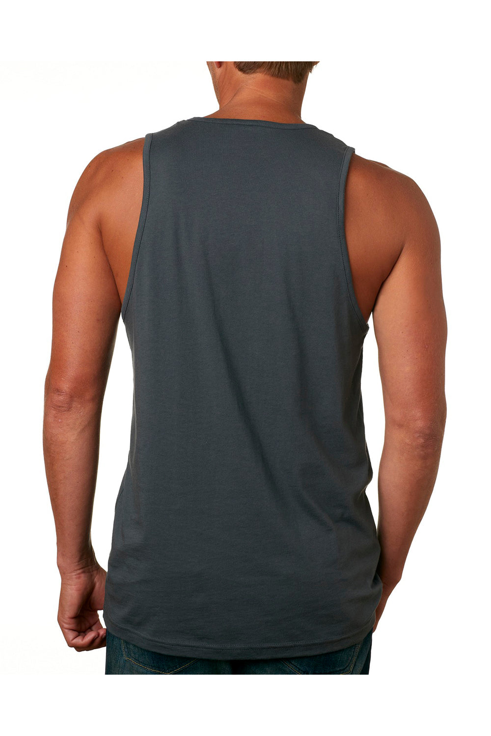 Next Level 3633 Mens Tank Top Heavy Metal Grey Model Back