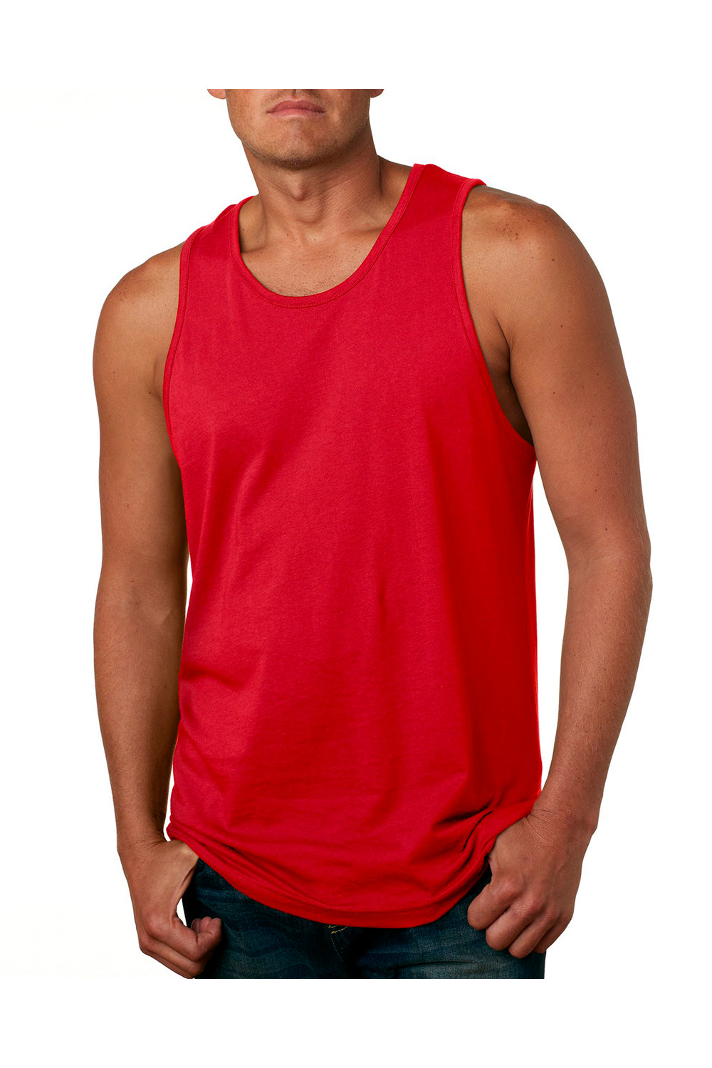 Next Level 3633 Mens Tank Top Red Model Front