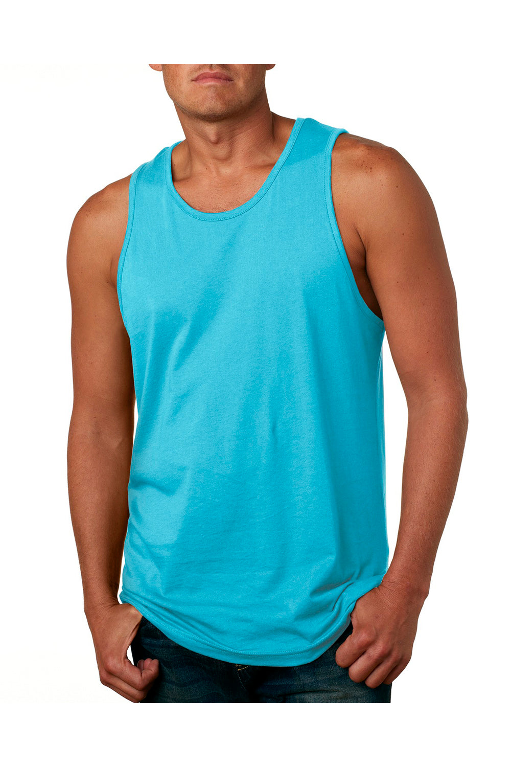 Next Level 3633 Mens Tank Top Tahiti Blue Model Front