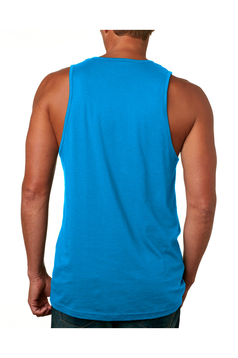 Next Level 3633 Mens Tank Top Turquoise Blue Model Back