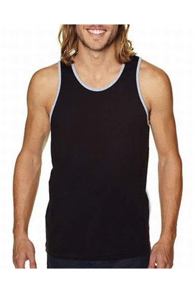 Next Level 3633 Mens Tank Top Black/Heather Grey Model Front