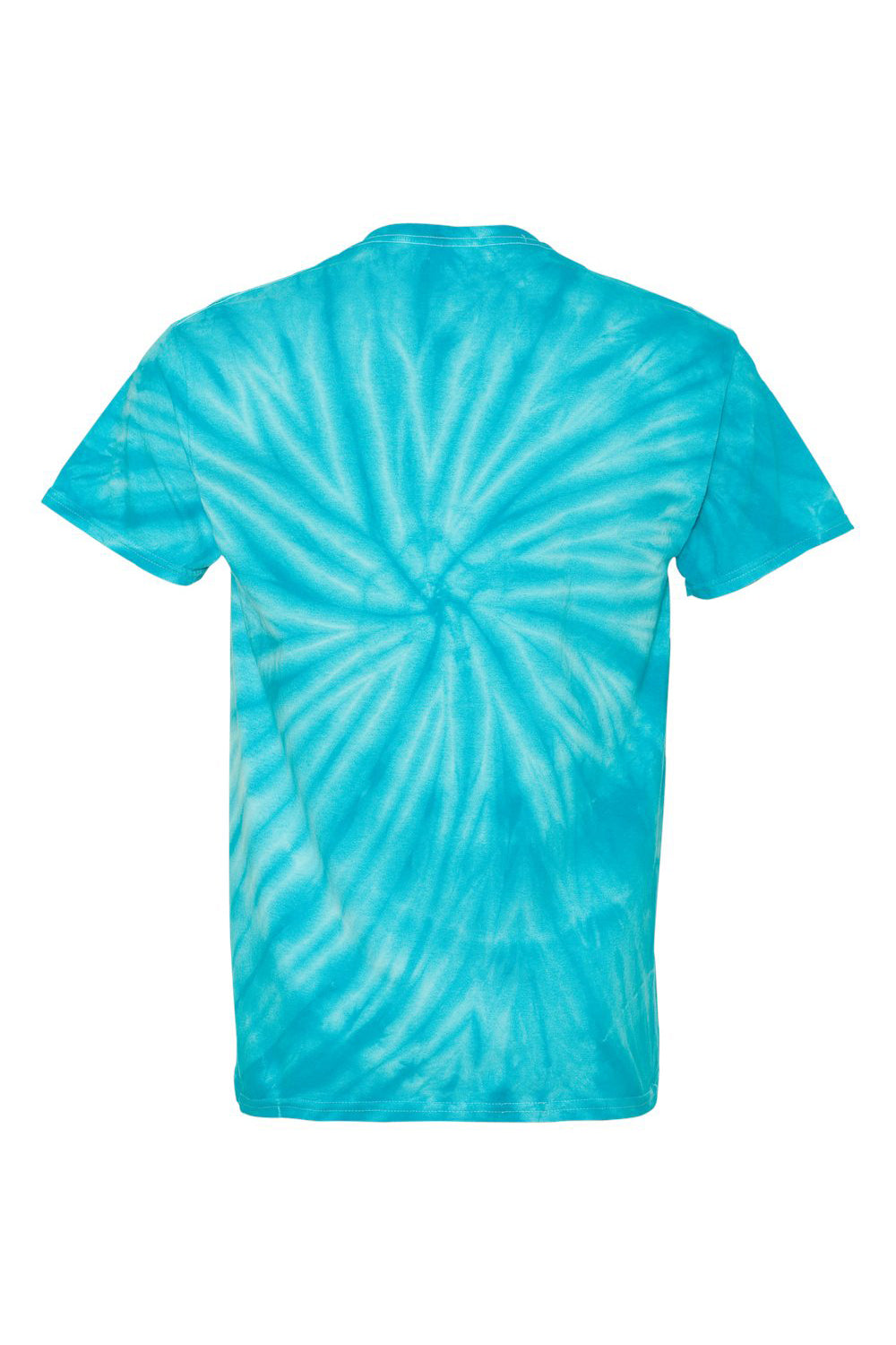 Dyenomite 200CY Mens Cyclone Pinwheel Tie Dyed Short Sleeve Crewneck T-Shirt Turquoise Flat Back