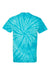 Dyenomite 200CY Mens Cyclone Pinwheel Tie Dyed Short Sleeve Crewneck T-Shirt Turquoise Flat Back