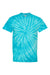 Dyenomite 200CY Mens Cyclone Pinwheel Tie Dyed Short Sleeve Crewneck T-Shirt Turquoise Flat Front