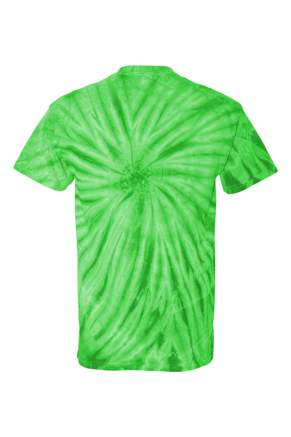Dyenomite 200CY Mens Cyclone Pinwheel Tie Dyed Short Sleeve Crewneck T-Shirt Lime Green Flat Back