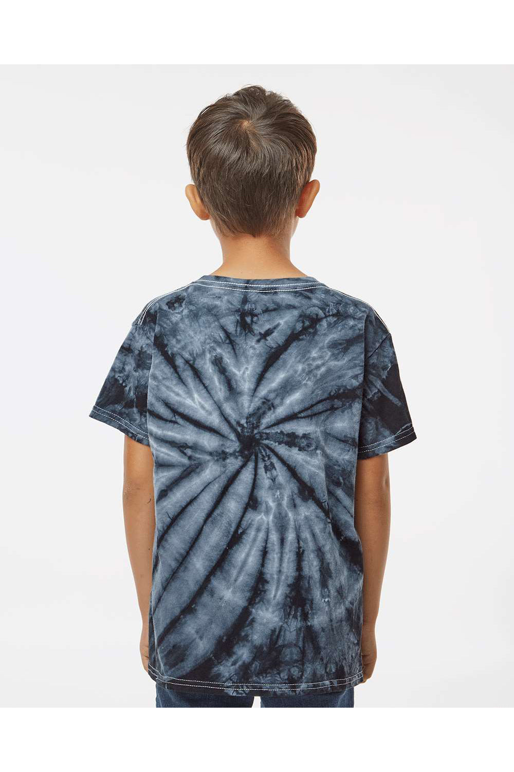 Dyenomite 20BCY Youth Cyclone Pinwheel Tie Dyed Short Sleeve Crewneck T-Shirt Black Model Back