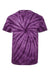 Dyenomite 20BCY Youth Cyclone Pinwheel Tie Dyed Short Sleeve Crewneck T-Shirt Purple Flat Back