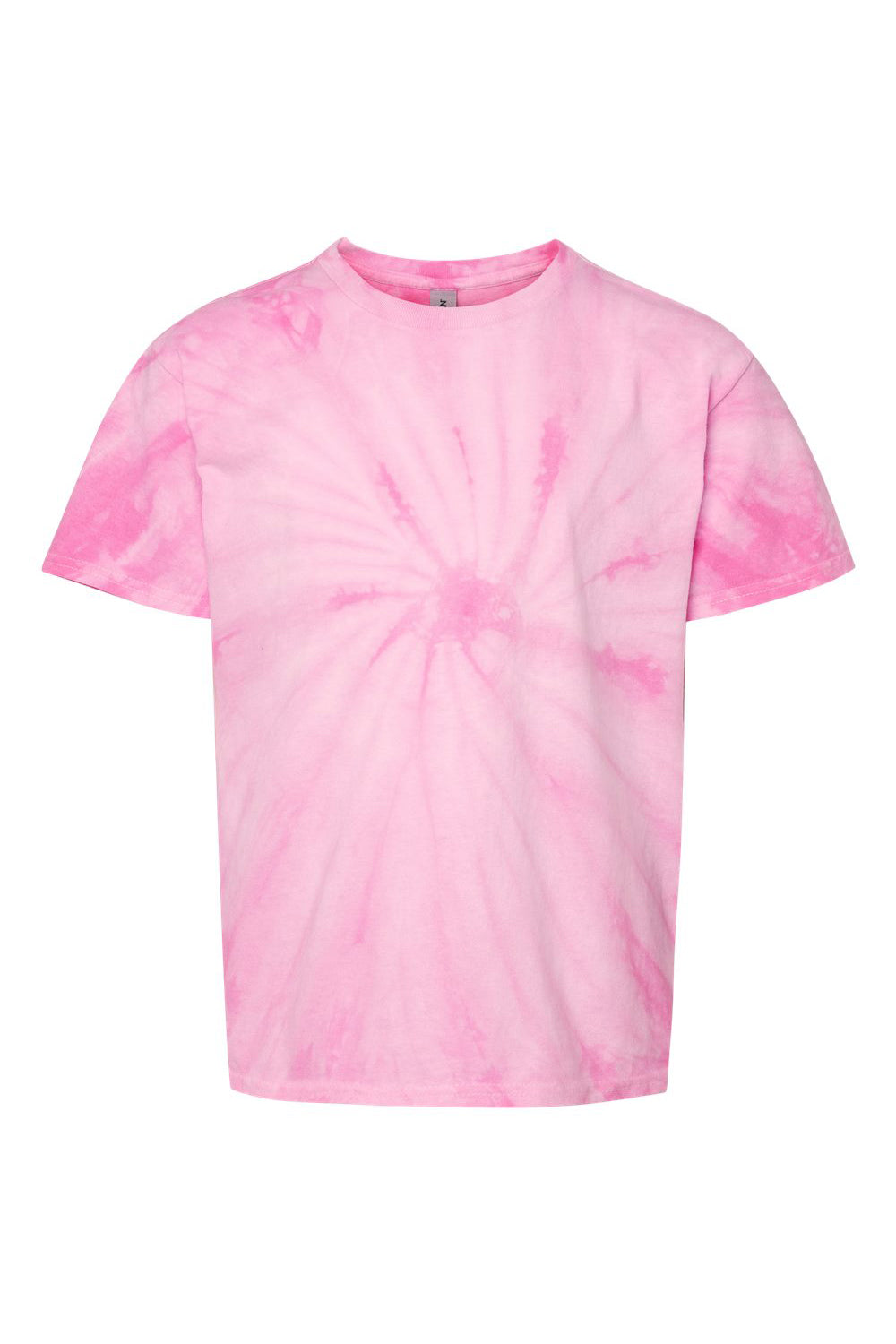 Dyenomite 20BCY Youth Cyclone Pinwheel Tie Dyed Short Sleeve Crewneck T-Shirt Pink Flat Front