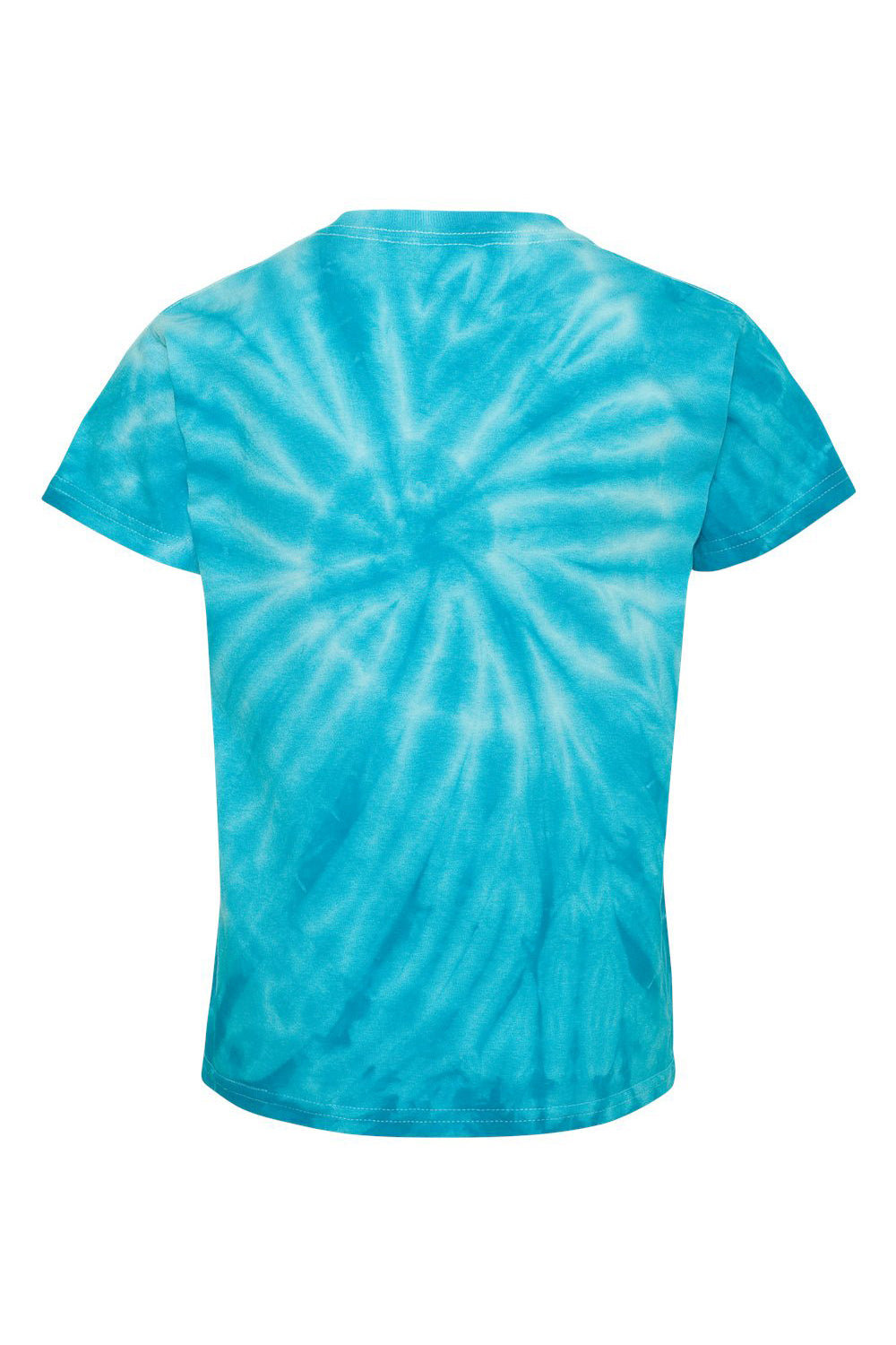 Dyenomite 20BCY Youth Cyclone Pinwheel Tie Dyed Short Sleeve Crewneck T-Shirt Turquoise Flat Back