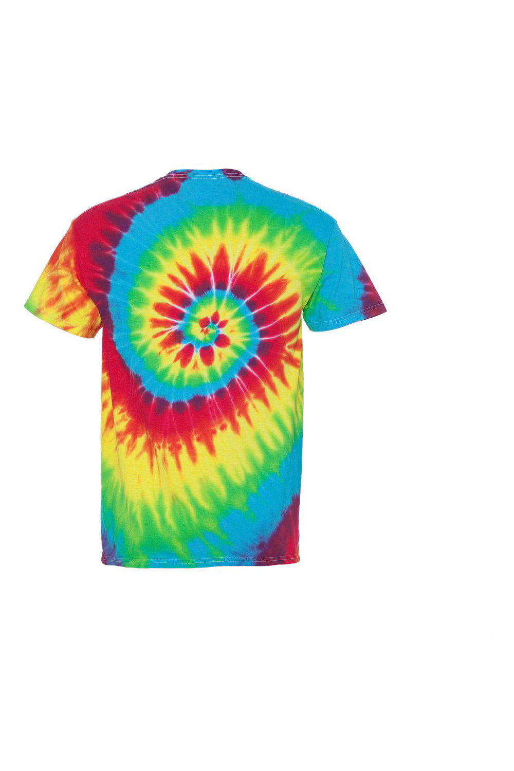 Dyenomite 200TI Mens Tide Tie Dyed Short Sleeve Crewneck T-Shirt Rainbow Tide Flat Back