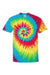 Dyenomite 200TI Mens Tide Tie Dyed Short Sleeve Crewneck T-Shirt Rainbow Tide Flat Front