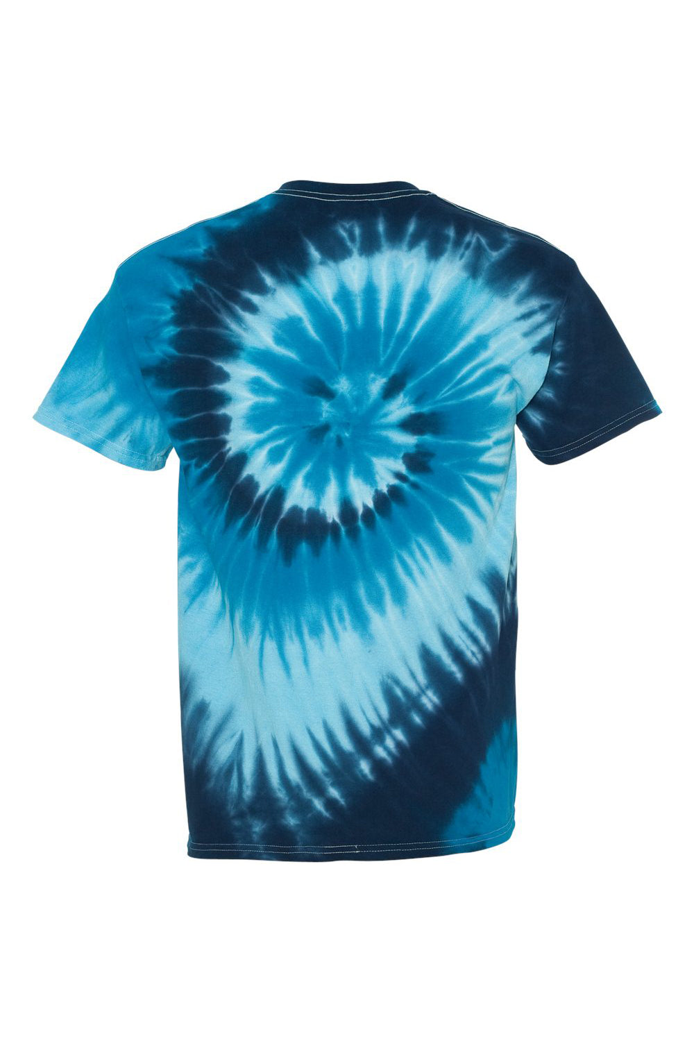 Dyenomite 200TI Mens Tide Tie Dyed Short Sleeve Crewneck T-Shirt Blue Tide Flat Back