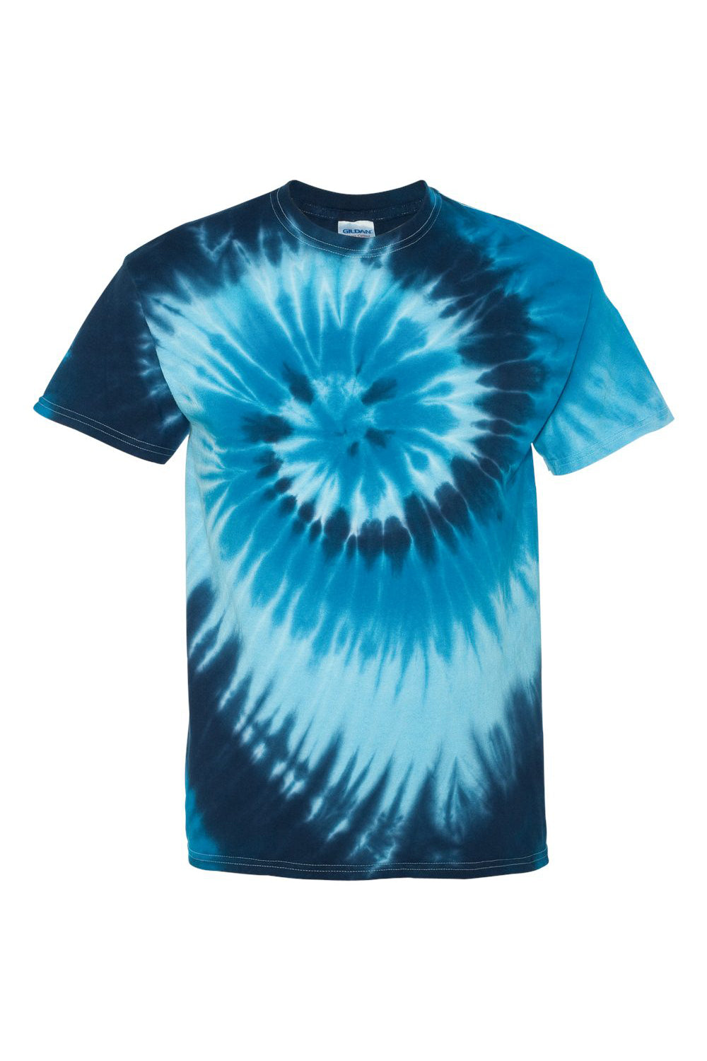 Dyenomite 200TI Mens Tide Tie Dyed Short Sleeve Crewneck T-Shirt Blue Tide Flat Front