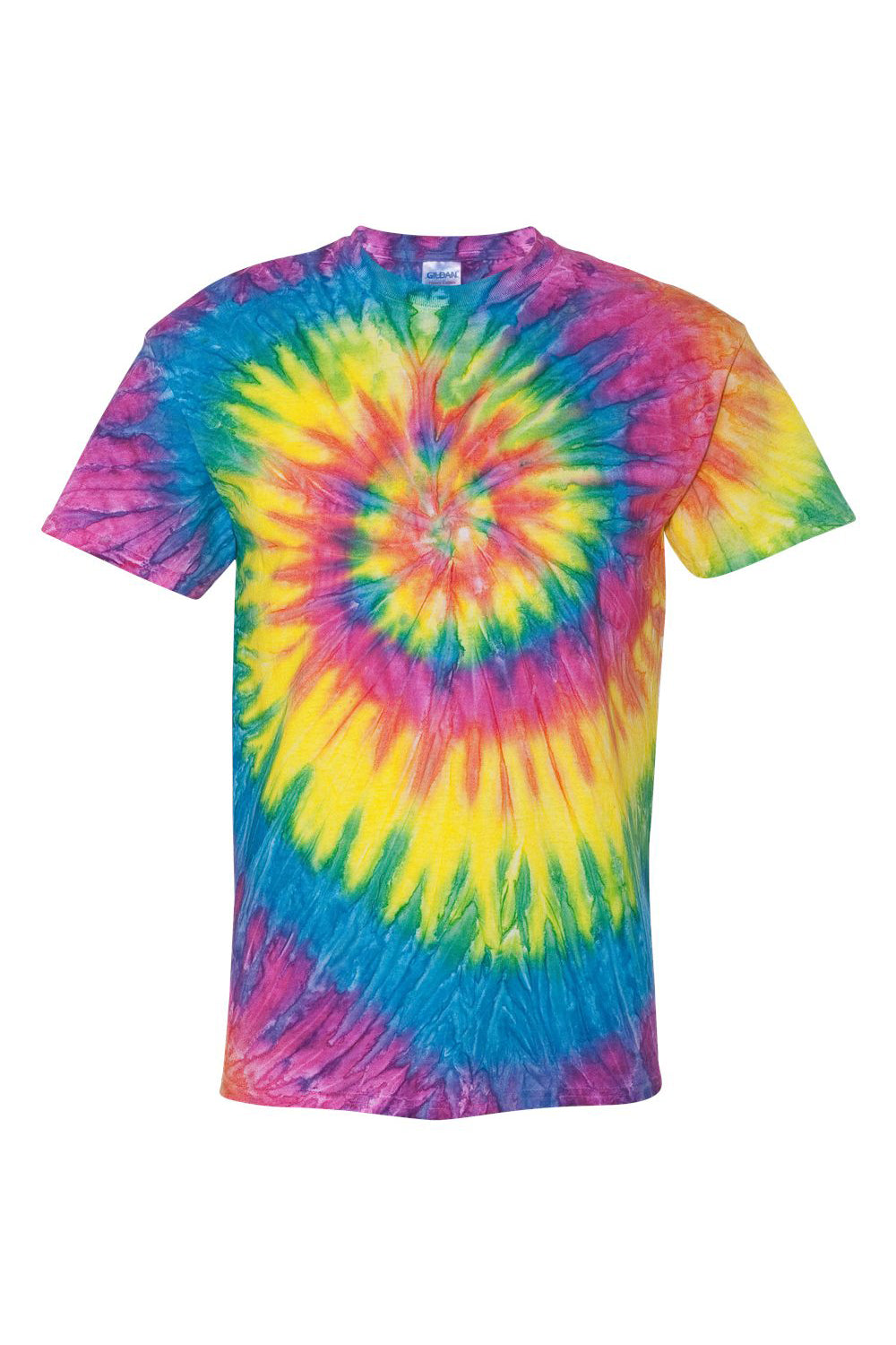 Dyenomite 200RP Mens Ripple Tie Dyed Short Sleeve Crewneck T-Shirt Pastel Ripple Flat Front