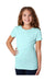 Next Level 3712 Youth Princess CVC Jersey Short Sleeve Crewneck T-Shirt Ice Blue Model Front