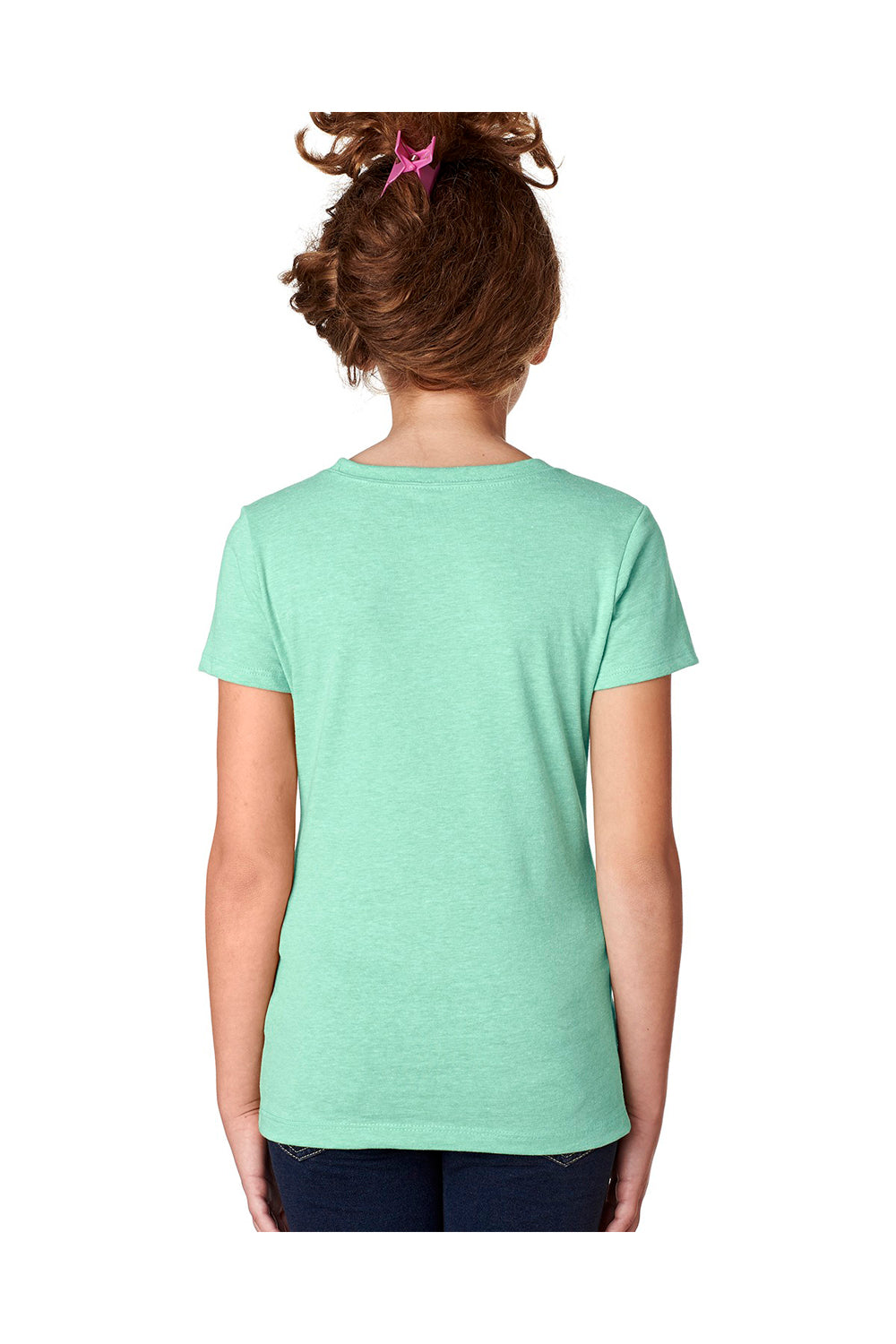 Next Level 3712 Youth Princess CVC Jersey Short Sleeve Crewneck T-Shirt Mint Green Model Back