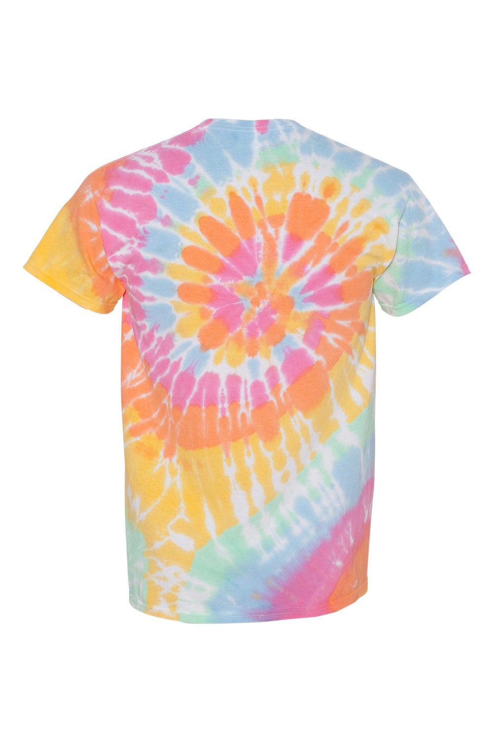 Dyenomite 200MS Mens Spiral Tie Dyed Short Sleeve Crewneck T-Shirt Aerial Spiral Flat Back