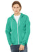 Bella + Canvas BC3739/3739 Mens Fleece Full Zip Hooded Sweatshirt Hoodie Teal Blue Model Front