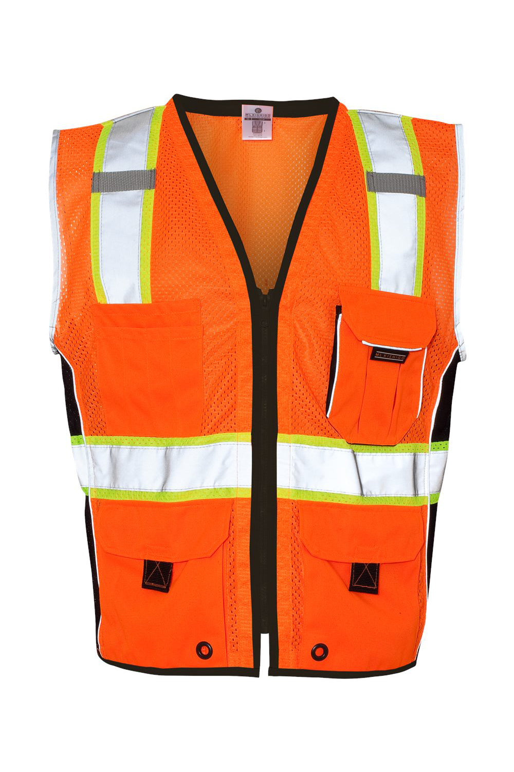 Kishigo 1513-1514 Mens Premium Black Series Heavy Duty Vest Orange Flat Front