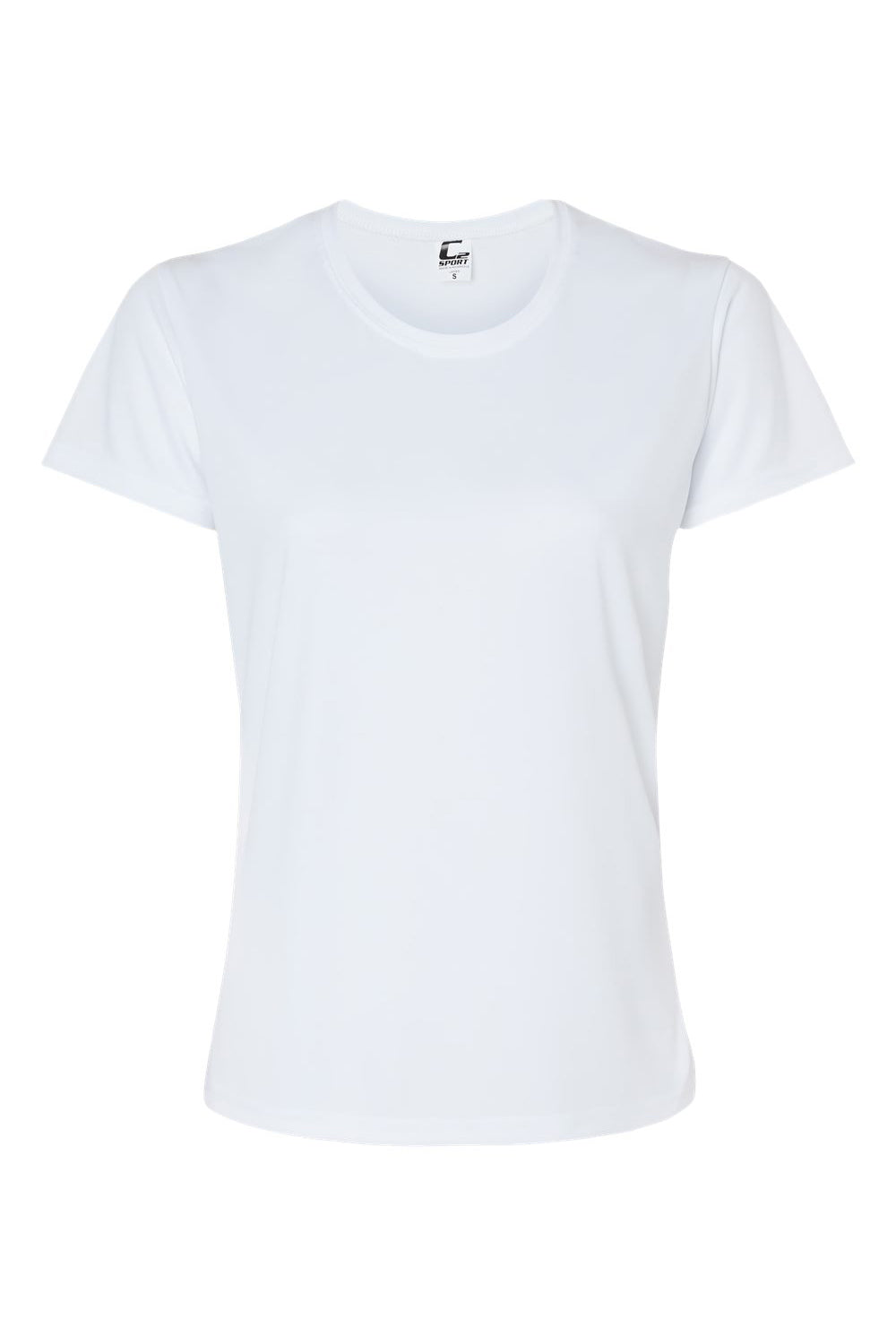 C2 Sport 5600 Womens Performance Moisture Wicking Short Sleeve Crewneck T-Shirt White Flat Front