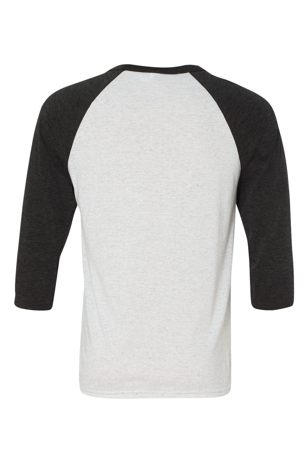 Bella + Canvas BC3200/3200 Mens 3/4 Sleeve Crewneck T-Shirt White Fleck/Charcoal Flat Back