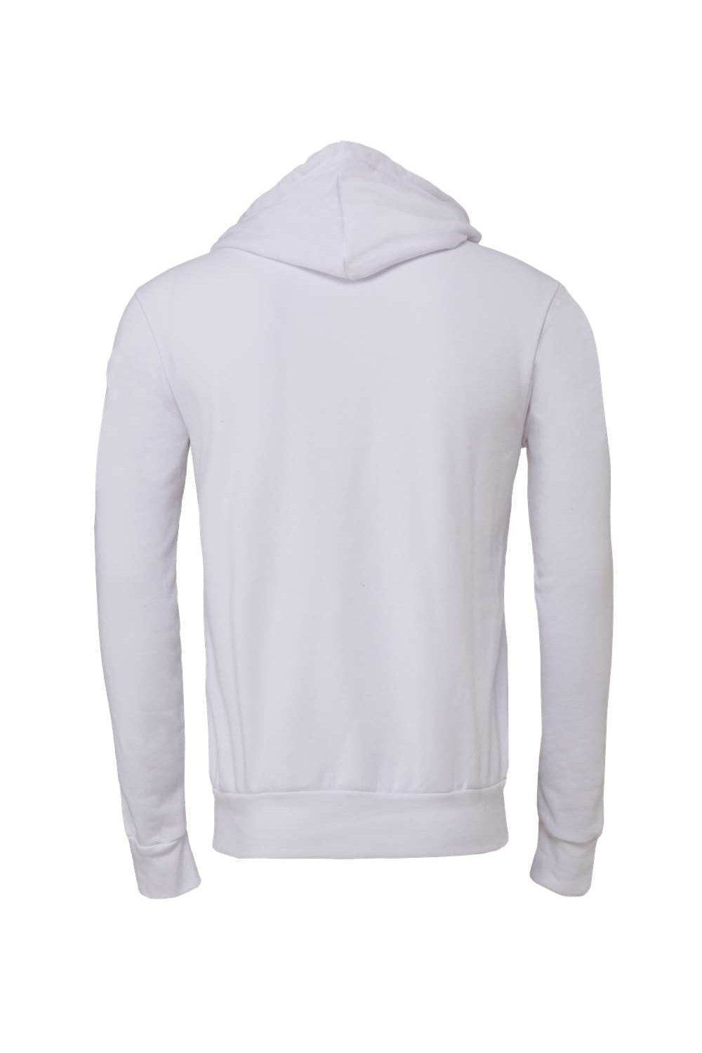 Bella + Canvas BC3719/3719 Mens Sponge Fleece Hooded Sweatshirt Hoodie White Flat Back