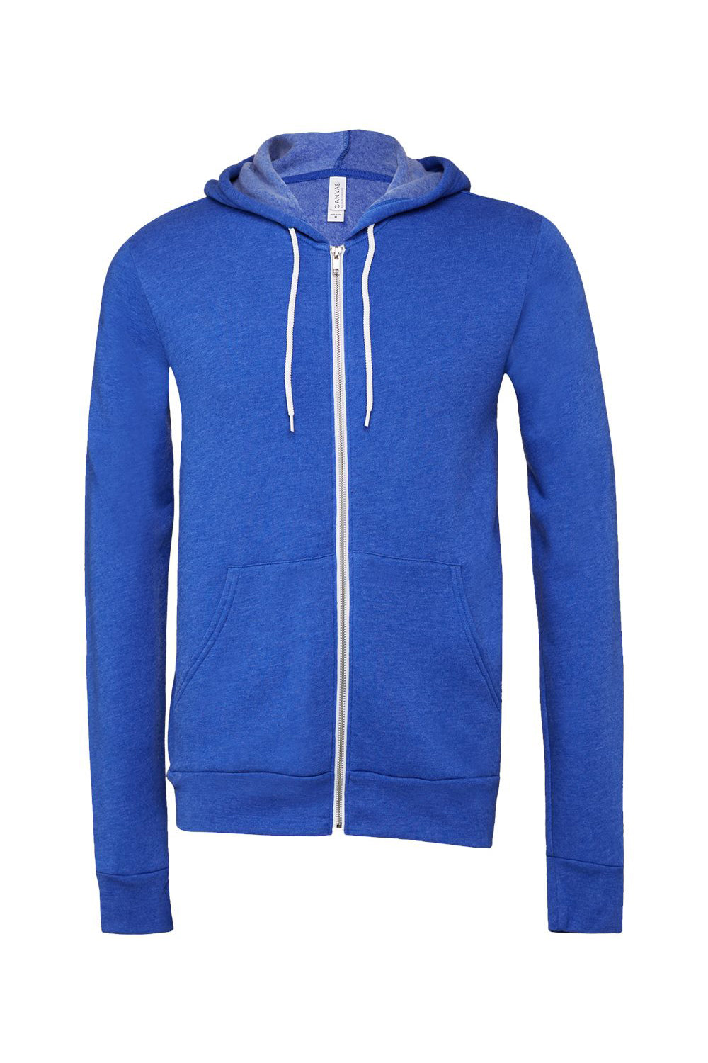 Bella + Canvas BC3739/3739 Mens Fleece Full Zip Hooded Sweatshirt Hoodie True Royal Blue Flat Front