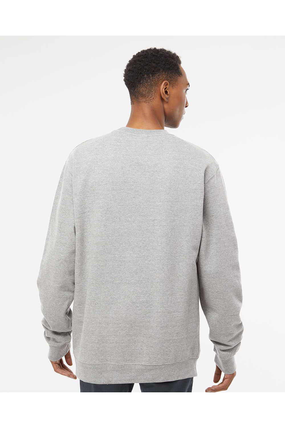 Independent Trading Co. SS3000 Mens Crewneck Sweatshirt Heather Grey Model Back