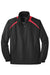 Sport-Tek JST75 Mens Water Resistant 1/4 Zip Wind Jacket Black/True Red Flat Front